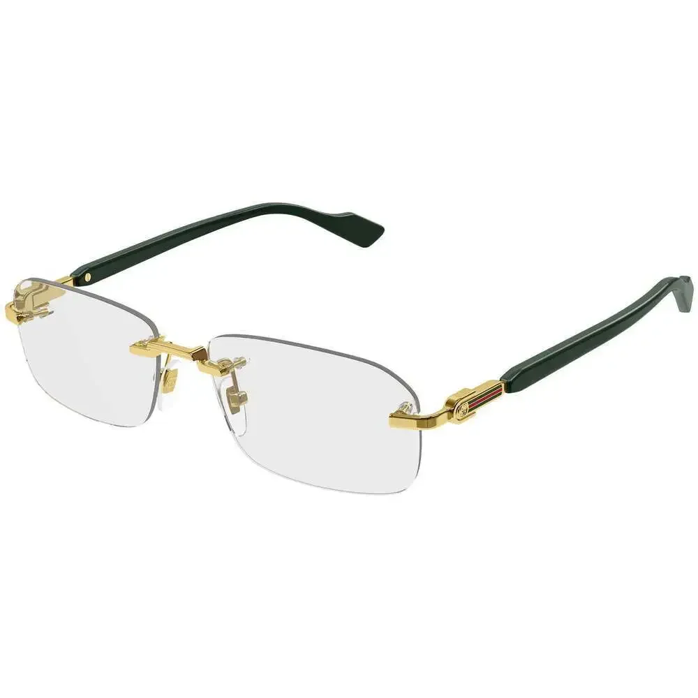 Gucci GG1221O Eyeglasses Gold Green Metal Rimless
